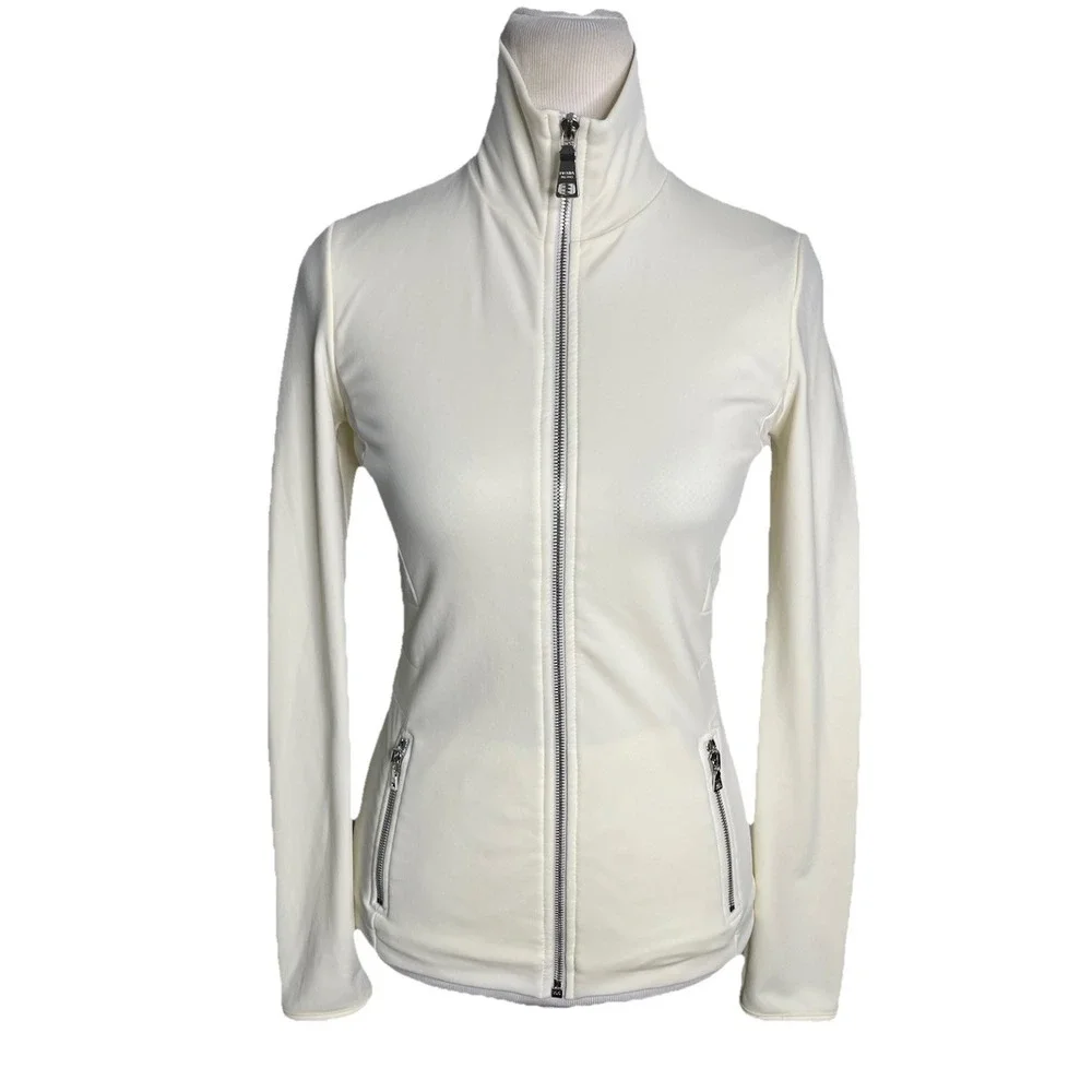 Vintage Prada Ivory Track Jacket Women's Size M Athletic Sport‎ Full Zip